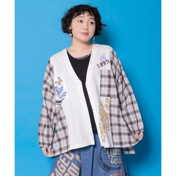 カーディガン SALE ScoLar スカラー 161671 レトロ柄チェック切替カーディガン 羽織...