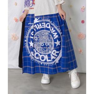 スカート 新作 ScoLar スカラー 162615 チェック×ジャージ レイヤード風スカート ボトムス カジュアル レトロ 原宿系 個性的 ポイント