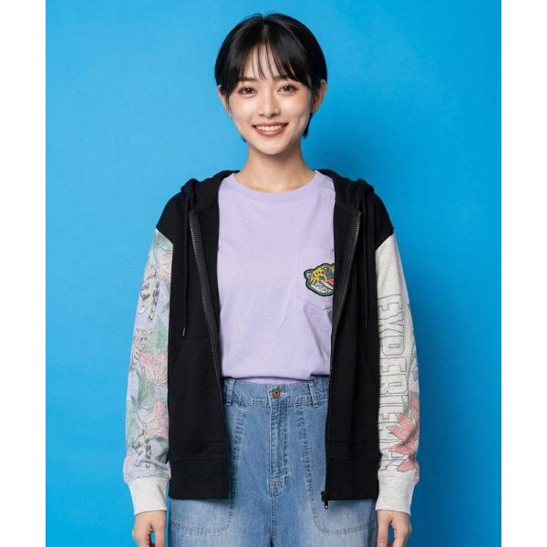 パーカー SALE ScoLar スカラー 162626 花ネコ袖異素材切替パーカー 羽織り カジュ...