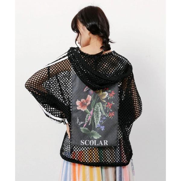 パーカー SALE ScoLar スカラー 162687 熱帯花柄アップリケ付き ライン入りメッシュ...
