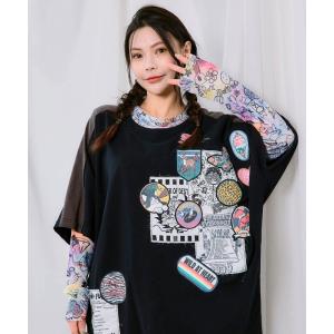 トップス 新作 ScoLar スカラー 163618 3柄展開 総柄ソフトチュールインナー 総柄 カジュアル ポップ カラフル レトロ 原宿系 個性的 ポイント
