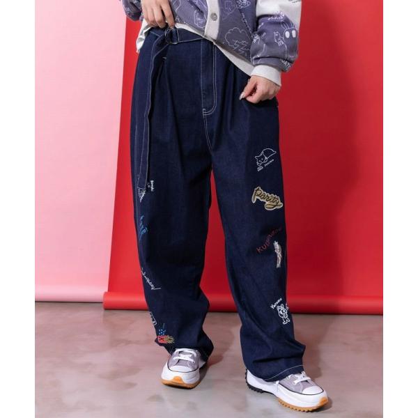 パンツ ScoLar Parity スカラー パリティ 361102 らくがき風ワッペンベルト付きパ...