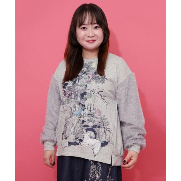 トップス SALE is ScoLar イズ スカラー 553248 フリンジシフォン切替裏毛プルオ...