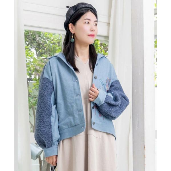 ジャケット SALE is ScoLar イズ スカラー 553250 花蝶刺繍デニム×プードルボア...