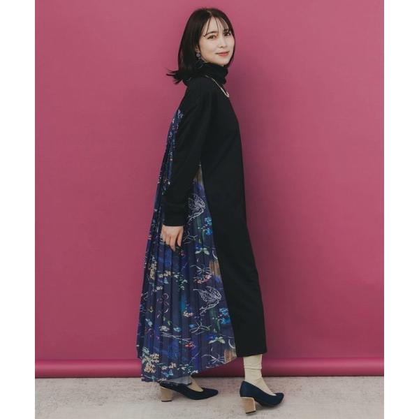 ワンピース SALE is ScoLar イズ スカラー 553274 花柄素材切替タートルネックワ...