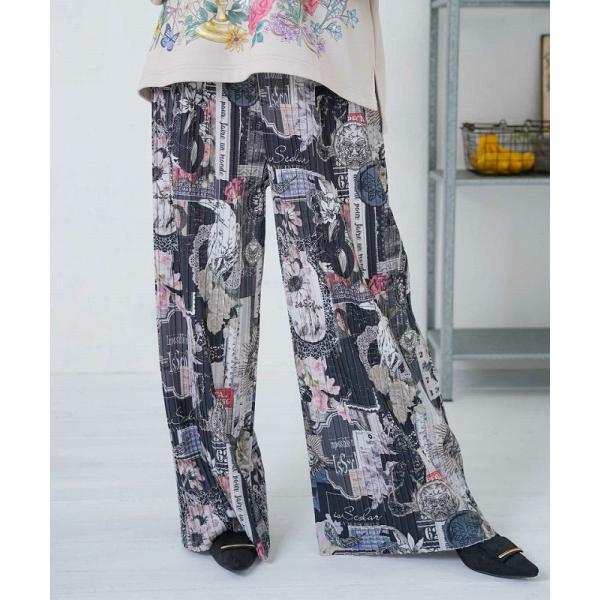 パンツ SALE is ScoLar イズ スカラー 553283 花柄ラベルプリーツパンツ ボトム...