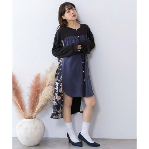 カーディガン SALE is ScoLar イズ スカラー 553286 アンティーク柄 3素材切替...