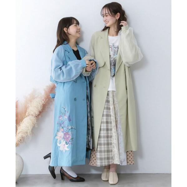 コート is ScoLar イズ スカラー 561212 チュール重ね花刺繍ロングコート アウター ...