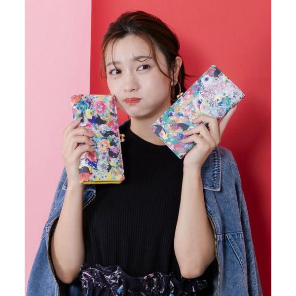 財布 新作 ScoLar スカラー SC80-12 黒ネコ×スカラーちゃん 花柄長財布 ウォレット ...