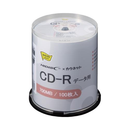 記憶メディア（ＣＤ−Ｒ） カウネット ＣＤ−Ｒ　印刷対応　データ用　スピンドル　１００枚 7020-...