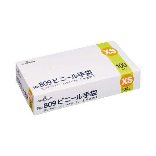 手袋・ビニール手袋 ショーワグローブ ビニール手袋　Ｎｏ．８０９　粉なし　ＸＳサイズ　１００枚 NO...