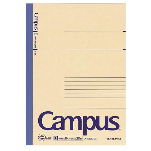 キャンパスノート コクヨ 再生紙キャンパスノート　Ｂ罫（中横罫）　Ａ５（３号）　罫幅６ｍｍ　３０枚 ...