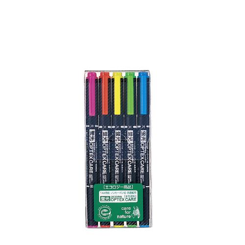 蛍光ペン ゼブラ 蛍光オプテックス　ケア（５色セット）　５本セット　３色セット＋オレンジ・青 WKC...