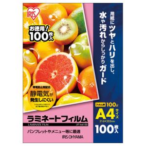 アイリスオーヤマ ラミネートフィルム帯電抑制１００μｍ　Ａ４サイズ　１００枚入 LFT-A4100