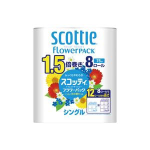 日本製紙クレシア スコッティフラワーパック１．５倍巻き　１１４ｍｍ×７５ｍ　シングル 15350
