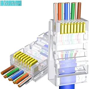 貫通式 RJ45 LAN コネクタ 100個入 CAT6 CAT5E CAT5 LANケーブル用 貫通型 LANコネクタ 配線簡単 爪折れにくい 8｜papyshop