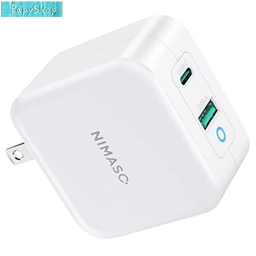 NIMASO usb 急速 充電器 Gan 65W 2ポート USB-A &amp; USB-C 【PSE技...