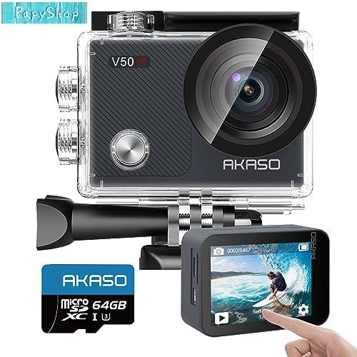 AKASO アクションカメラ V50X，4K30fps 20MP 64GB SDカード付き 新版6軸...