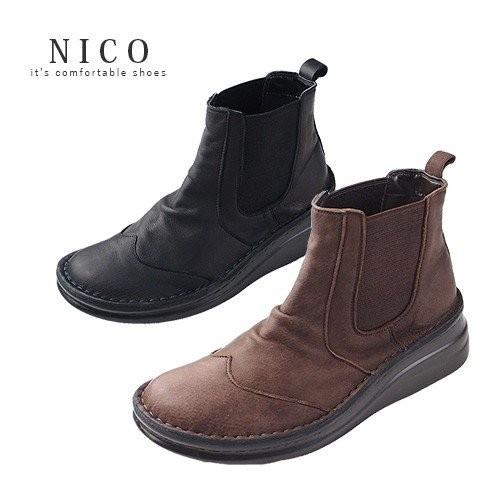 コンフォートブーツ ショートブーツ レディース 本革 サイドゴア 靴 NICO ニコ 8304 ウエ...