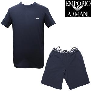 エンポリオ アルマーニ メンズ 半袖Tシャツ ハーフパンツ 上下セット ルームウェア ラウンジウェア アンダーウェア 111573 3R720 27435｜paradis