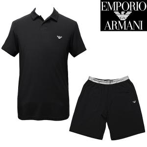 エンポリオ アルマーニ メンズ パジャマ 半袖 ポロシャツ ハーフパンツ 上下セット ルームウェア アンダーウェア 112087 4R511 00020｜paradis