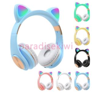 猫耳 ヘッドホン 子供用 ヘッドホン Bluetooth5.0 LED付き ワイヤレス マイク内蔵 折り畳み式 音量制御聴力保護 コンパクト 柔軟 かわいい｜paradisekiwi