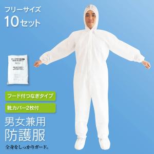 防護服 使い捨て 10セット入 男女兼用 フリーサイズ 不織布