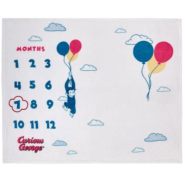 マイクロファイバー ブランケット おさるのジョージ マイルストーン フォト シーツ 出産祝い 成長 ...