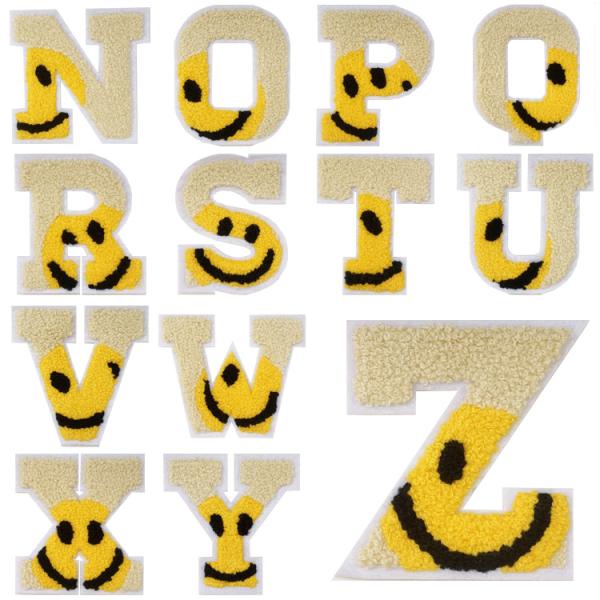ワッペン アルファベット スマイル N~Z 刺繍 アイロン キャラクター にこちゃん ワッペン アッ...