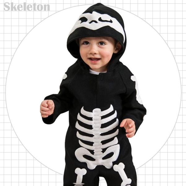 売切価格/ スケルトン キッズ ゾンビ コスチューム 60-105cm 男の子 女の子 ハロウィン ...