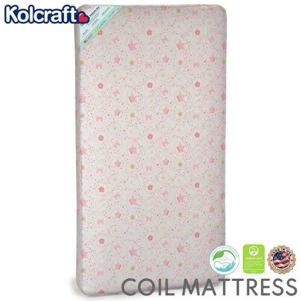 マットレス トドラーサイズ ピンク/クラウン インナースプリング 80コイル キッズ コルクラフト ...