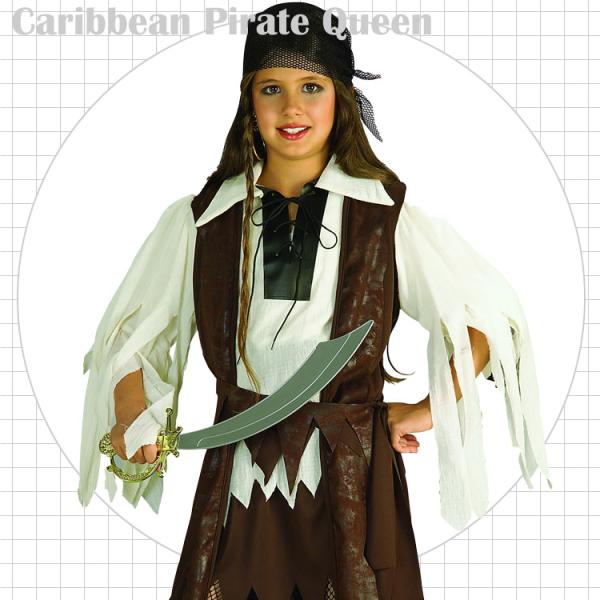 海賊 カリビアン パイレーツ クイーン コスチューム 105-150cm 女の子 ルービーズ ハロウ...