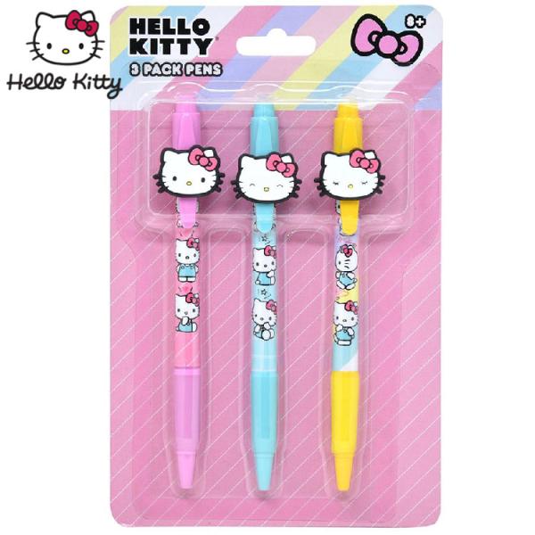 セット割/ ペン ハローキティ ボールペン 3本 文具 文房具 黒 ステーショナリー 可愛い 子供 ...