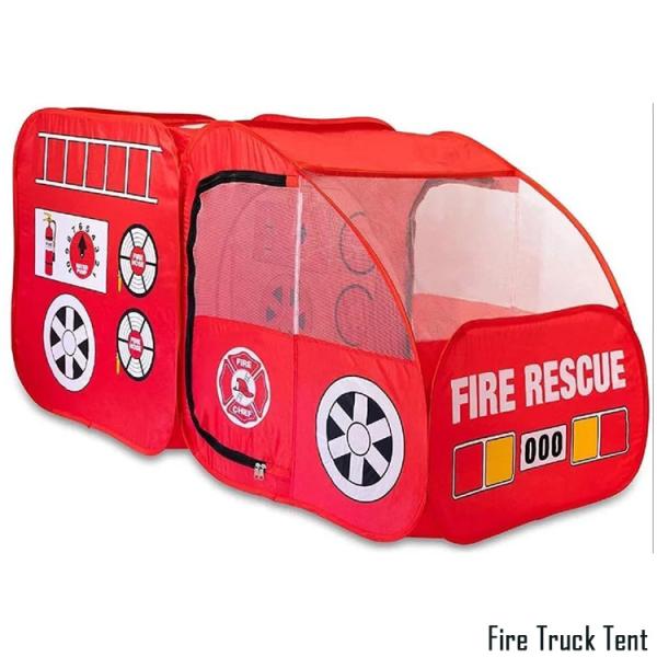 子ども用 消防車 プレイ テント メッシュ 扉付き 室内 屋外 キッズ