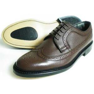 British Classic 本革底 ウィングチップ（型押）ビジネスシューズ（革靴 紳士靴）濃茶（...