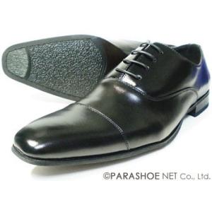 PARASHOE 本革 内羽根ストレートチップ ビジネスシューズ 黒 ワイズ3E
