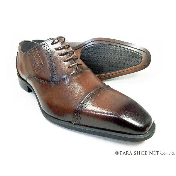GERODI 本革 セミブローグ ストレートチップ ビジネスシューズ アンティーク茶色 3E 28c...