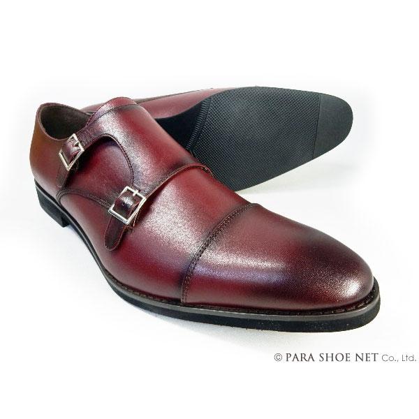PARASHOE 本革 ダブルモンクストラップ ビジネスシューズ ワイン 4E 27.5cm、28c...