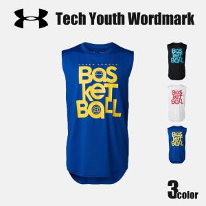 メール便OK UNDER ARMOUR(アンダーアーマー) 1331567 UAテックユースワードマーク ノースリーブシャツ ジュニア バスケットウェア ミニバス｜paraspo