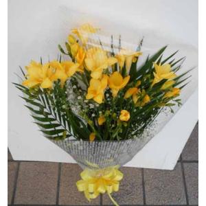 黄色のフリージアとカスミソウの花束 20本 送...の詳細画像1