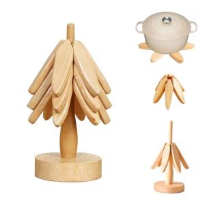 ママ倉 木製 鍋敷き セット おしゃれ 置物 幅19.5cm ナチュラル
