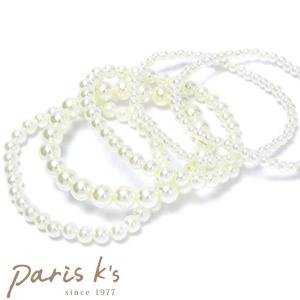 ブレスレット レディース シンプル パール ５連 バングル アクセサリー シンプル 可愛い ギフト プレゼント｜pariskids-net