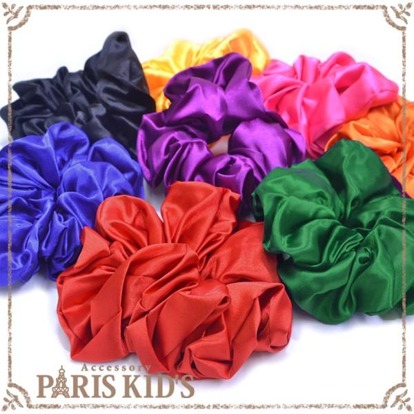 シュシュ ヘアアクセサリー ヘアゴム レインボー カラー  赤 黒 黄色 ギフト プレゼント