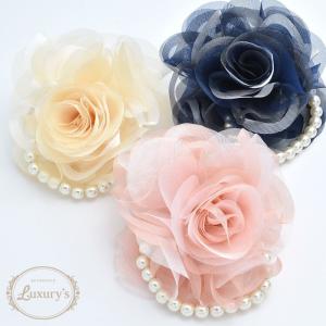 ■ コサージュ 髪飾り ヘアクリップ ブローチ 薔薇 パール フォーマル 結婚式 入学式 卒業式 卒園式 入園式 花 フラワー バラ 造花｜pariskids-net