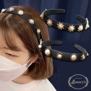 カチューシャ パール デコレーション ヘアアクセサリー ヘアーアクセ ファッション 可愛い 女性 雑貨 かわいい おしゃれ Luxury's ラ｜pariskids-net