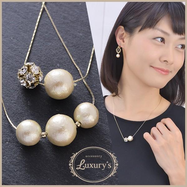 ネックレス レディース シンプル 結婚式 ゴールド 一粒 コットンパール 可愛い ギフト プレゼント