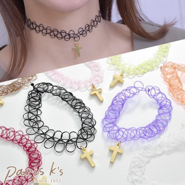 ネックレス タトゥー風チョーカーネックレス クロス ギフト プレゼント