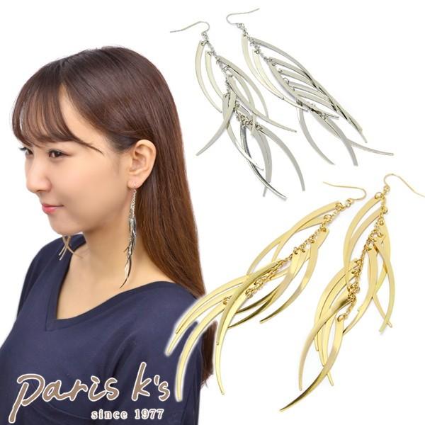 ピアス レディース メタル プレート ロング ギフト プレゼント