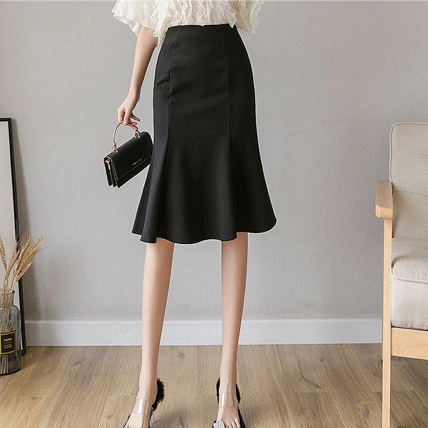 膝下丈　マーメイドライン　チューリップライン　フレアスカート　ブラック　Sから3L（XXXL)　ビジ...