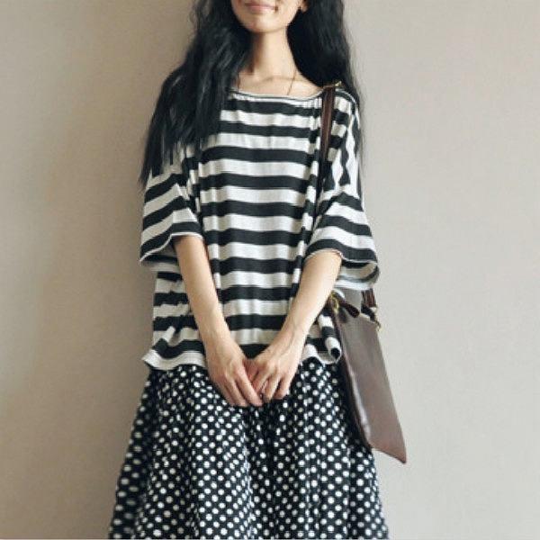 ビッグＴシャツ　ボーダーＴシャツ　ルーズ　ワンサイズ　横縞　ゆうパケットで発送可 在庫限り